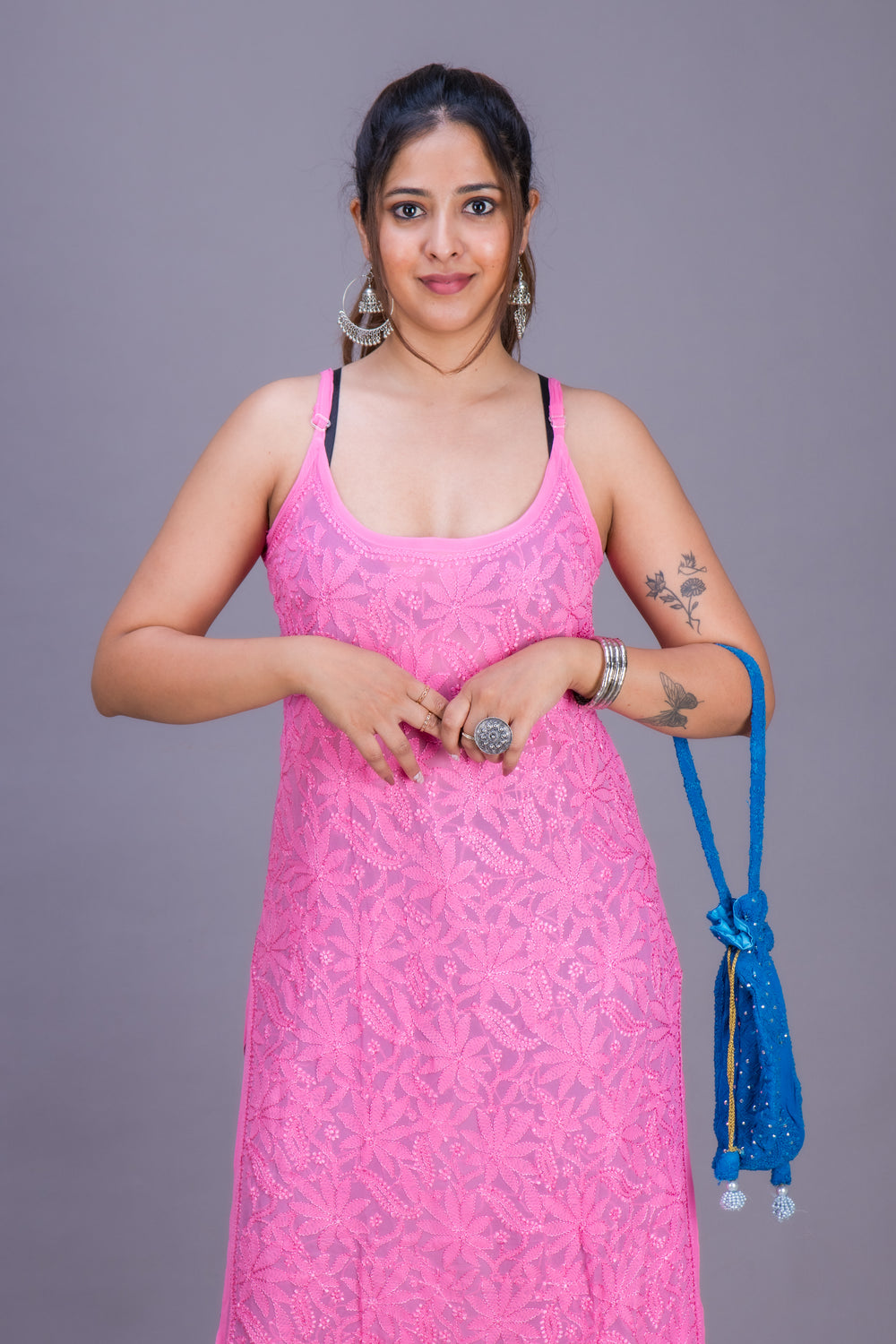 GEORGETTE PINK KURTA LONG