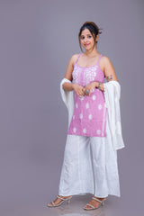 COTTON SHORT NOODLE TOP (WHITE THREAD)