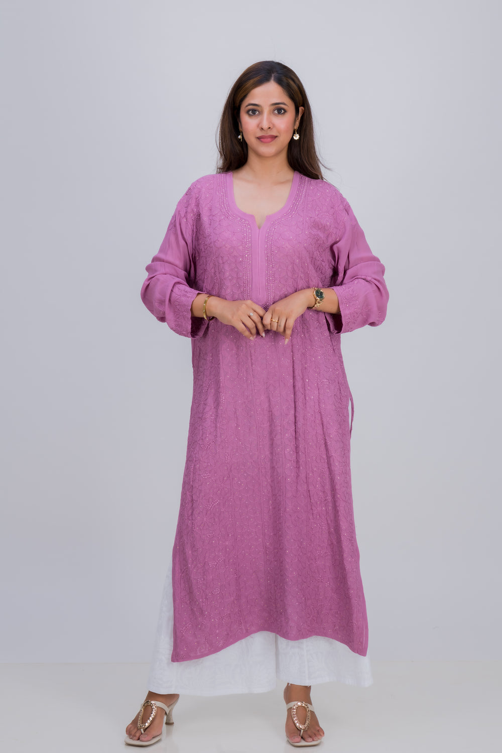 CREPE GEORGETTE LOND KURTA (MUKAISH)