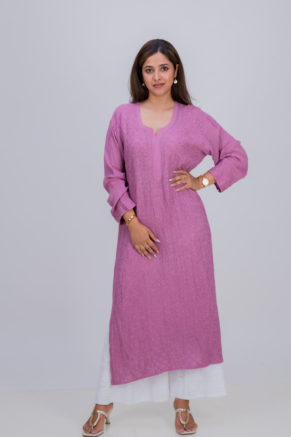 CREPE GEORGETTE LOND KURTA (MUKAISH)