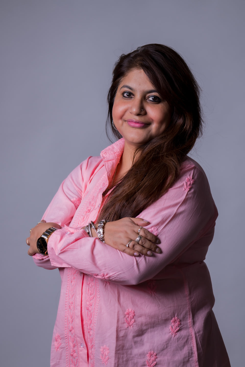 COTTONCHIKANKARI COLLAR SHIRT (FULL SLEEVES)