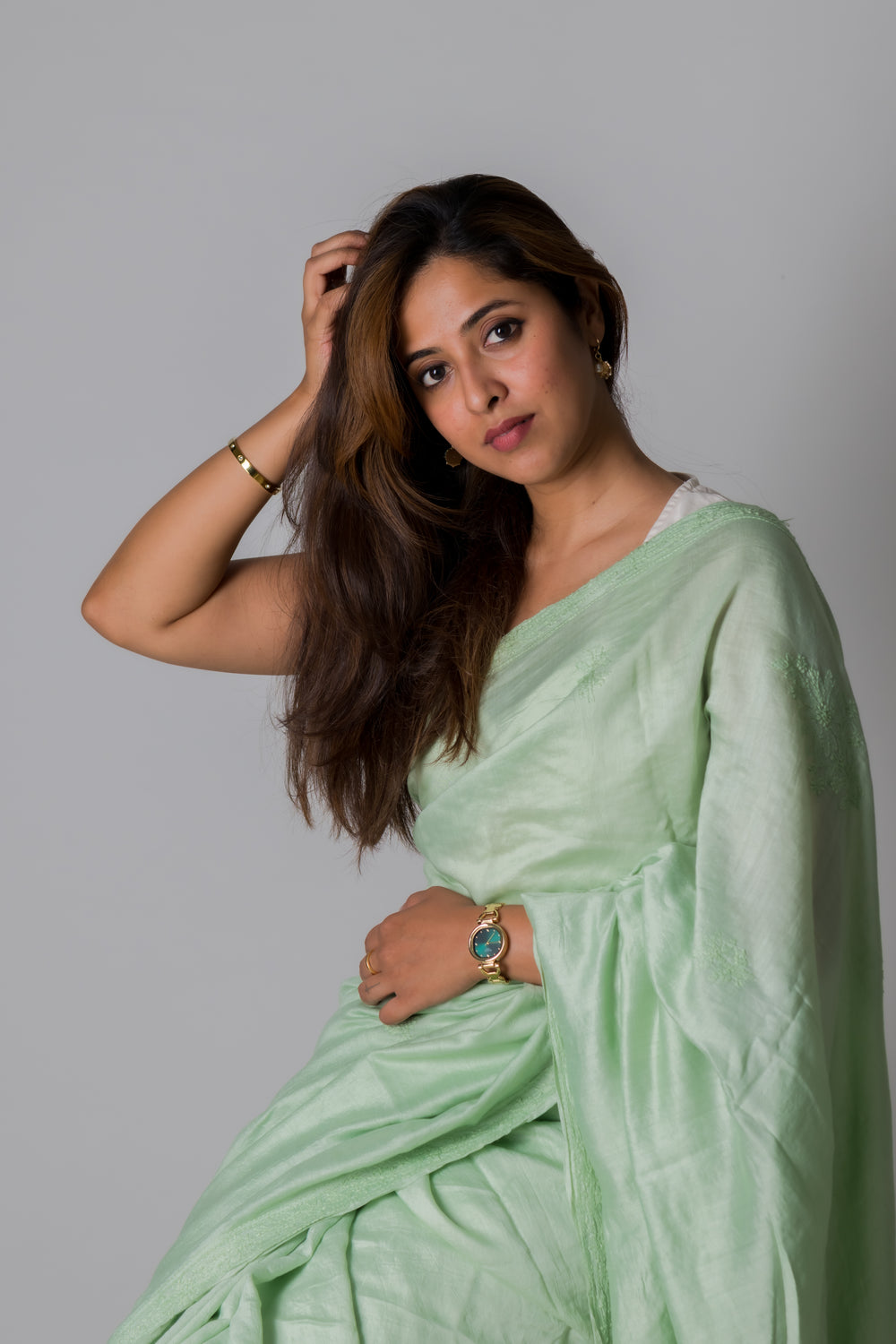 MUL CHANDERI SAREE (SAME THREAD)