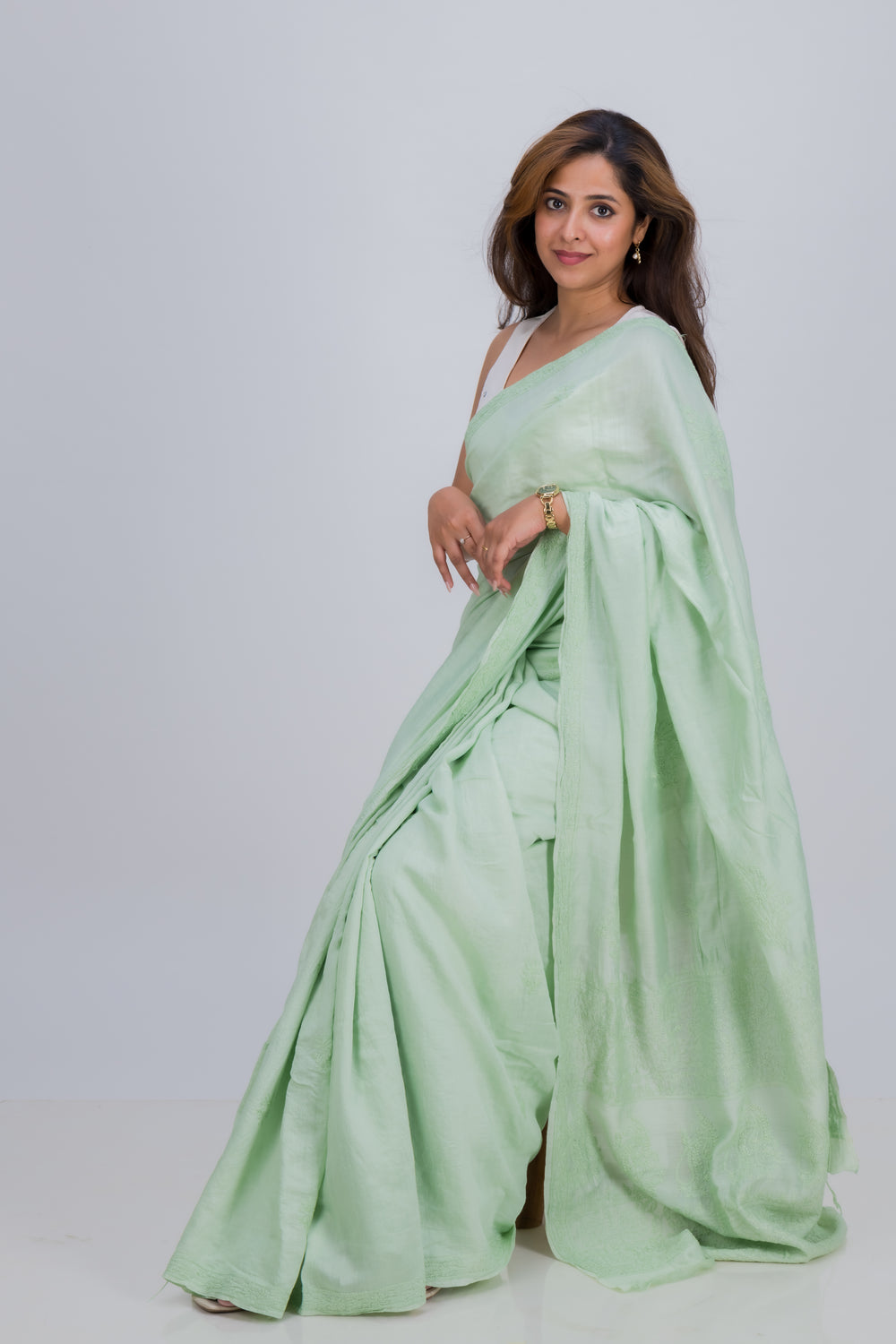 MUL CHANDERI SAREE (SAME THREAD)