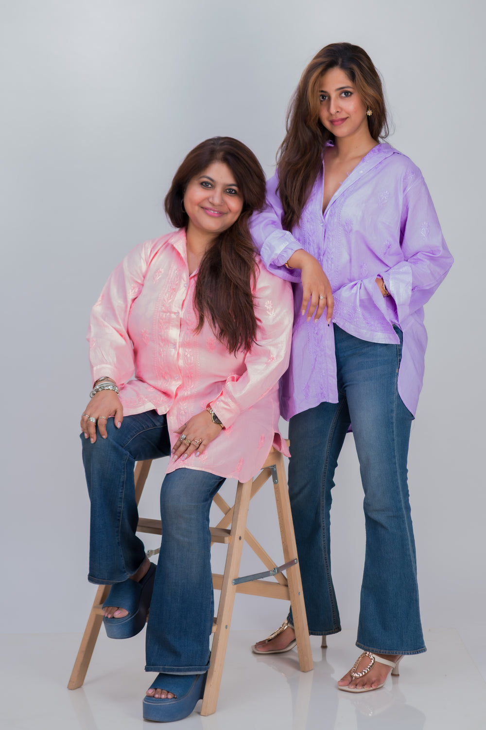 COTTONCHIKANKARI COLLAR SHIRT (FULL SLEEVES)