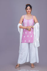 COTTON SHORT NOODLE TOP (WHITE THREAD)