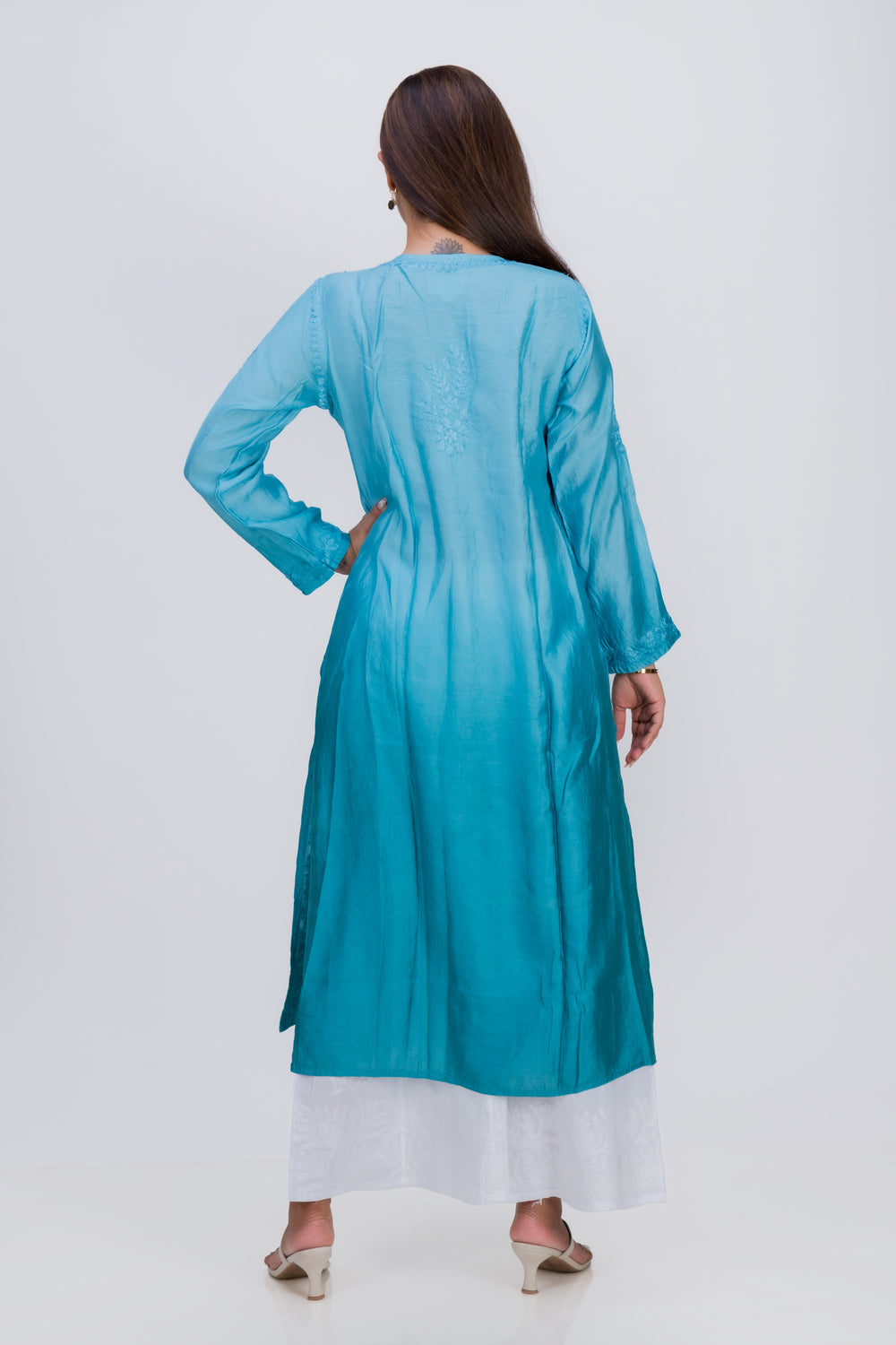 CHANDERI LONG KURTA (OMBRE)