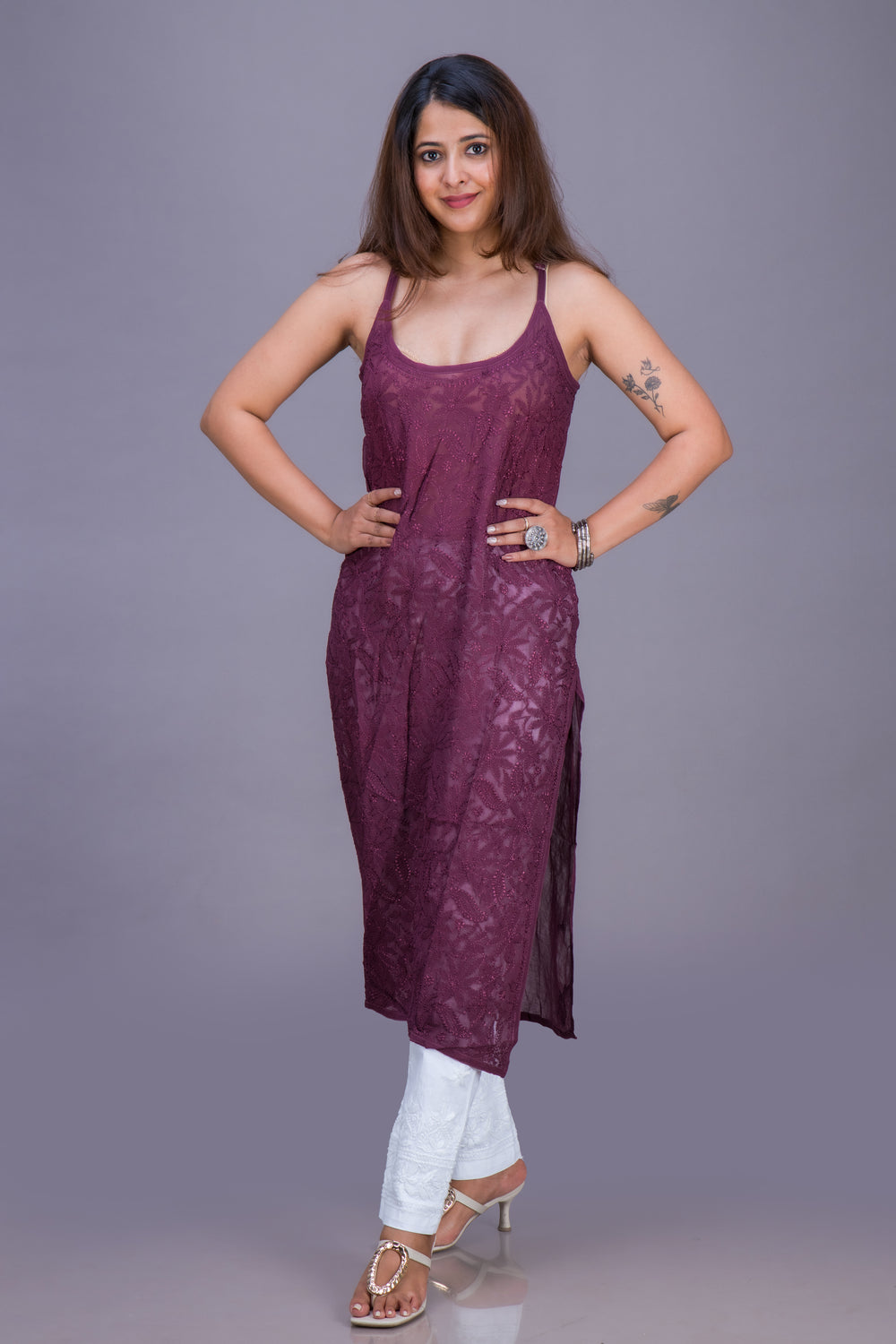 GEORGETTE NOODLE STRAP HEAVY WORK