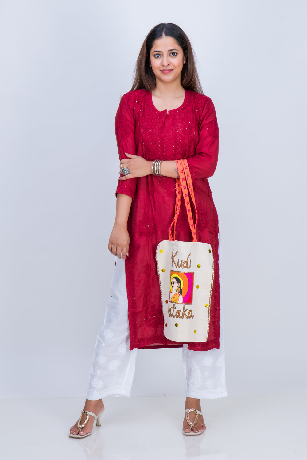 CHANDERI MUKAISH LONG KURTA