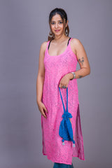GEORGETTE PINK KURTA LONG