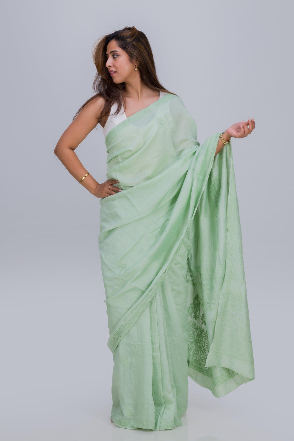 MUL CHANDERI SAREE (SAME THREAD)