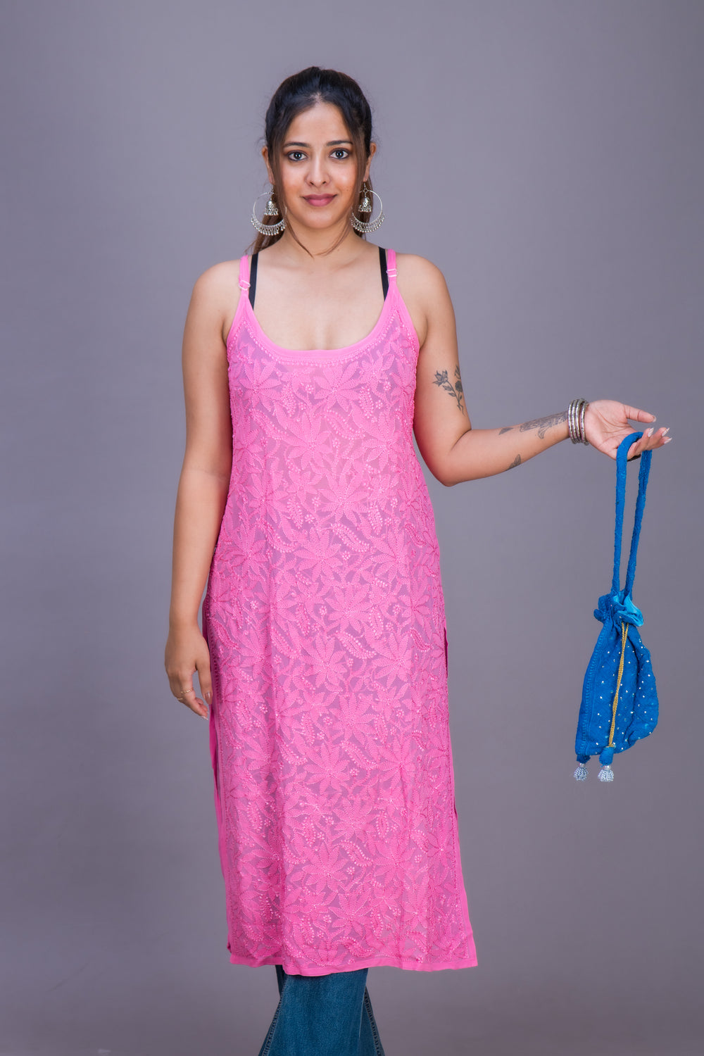 GEORGETTE PINK KURTA LONG