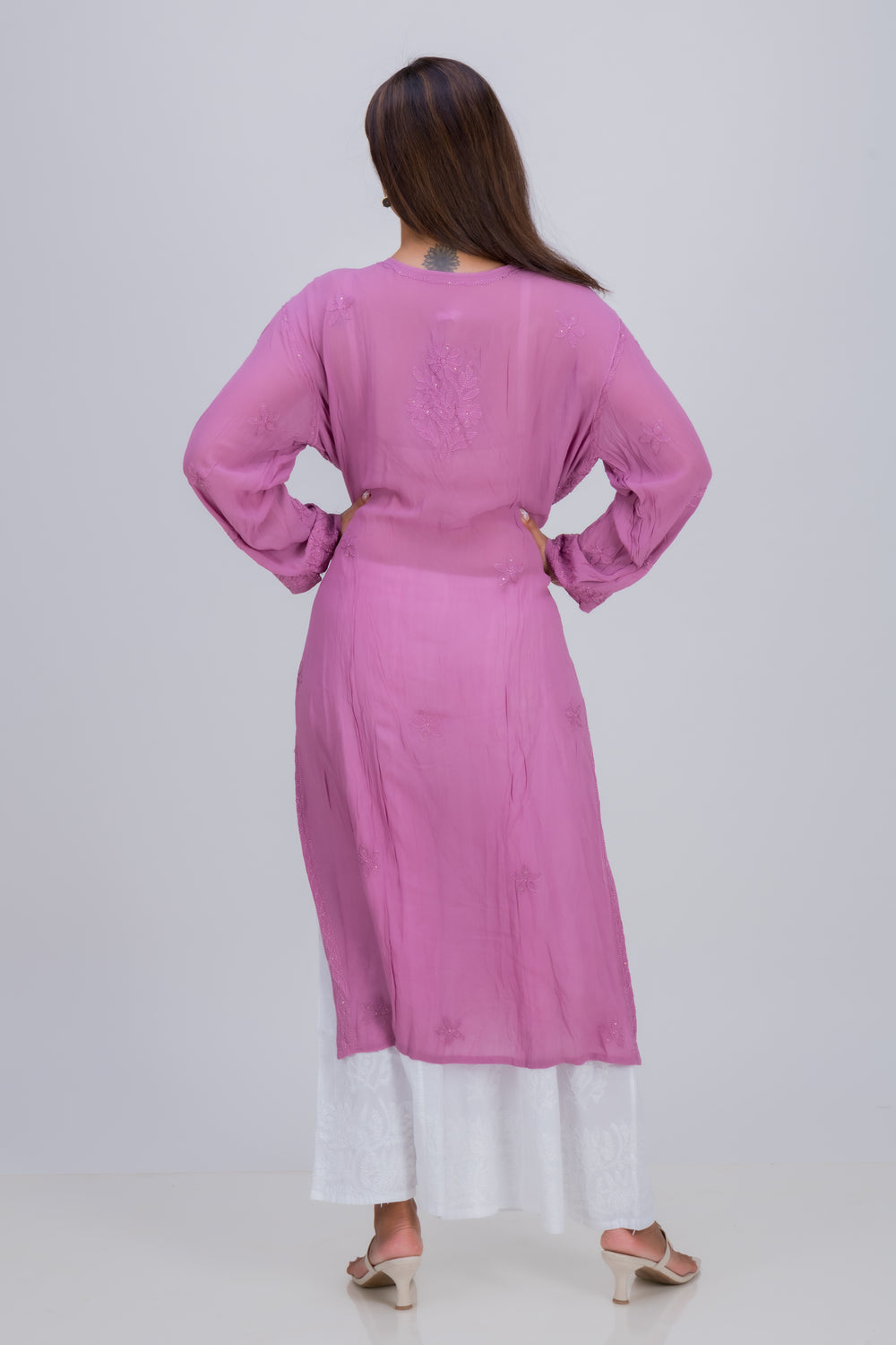 CREPE GEORGETTE LOND KURTA (MUKAISH)