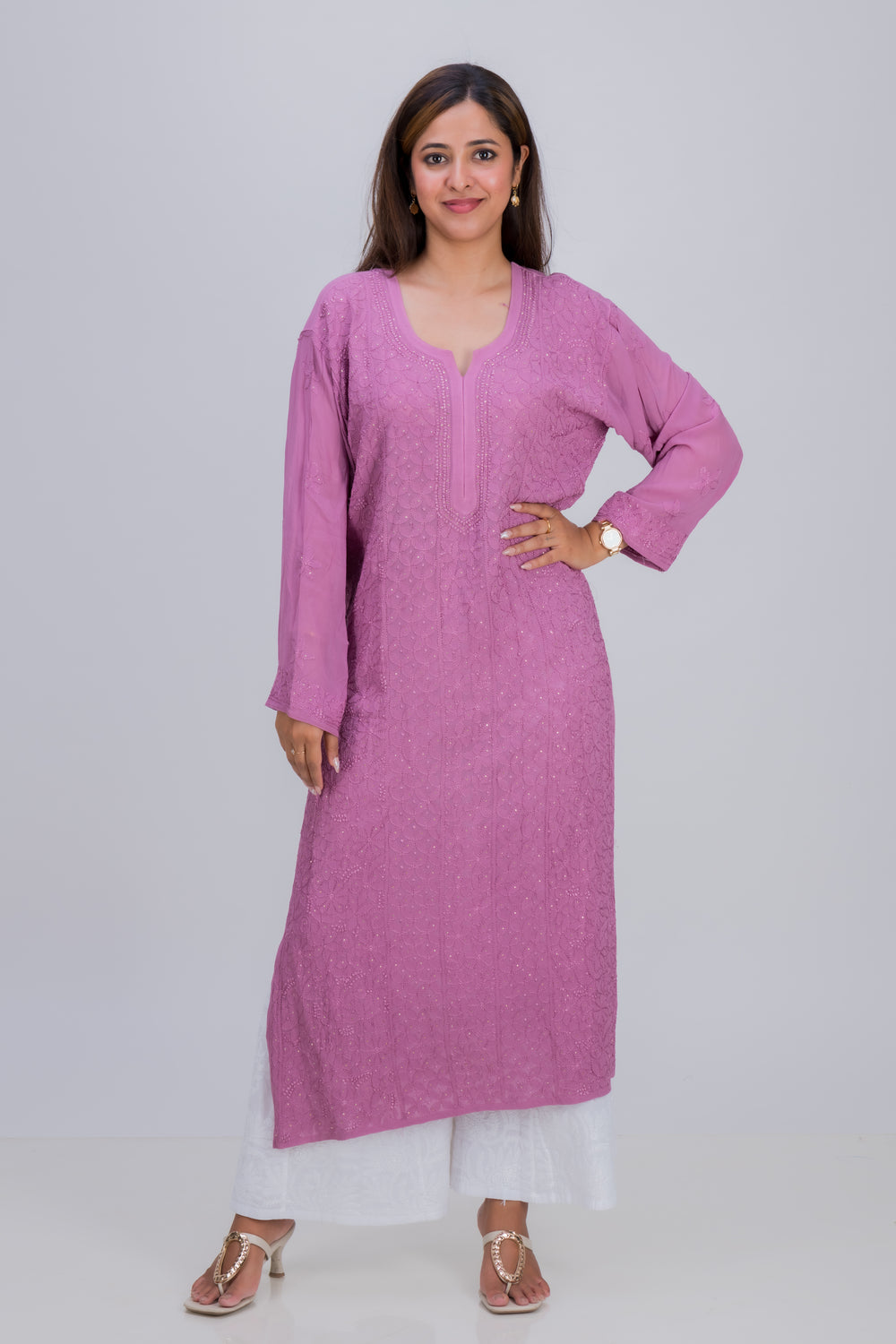 CREPE GEORGETTE LOND KURTA (MUKAISH)