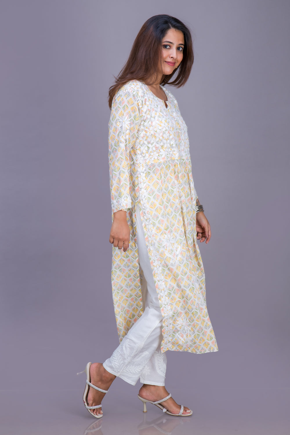 PRINTED LONG GATHERED