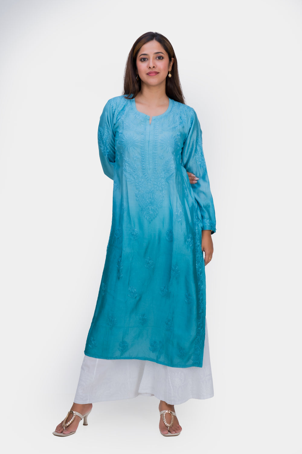 CHANDERI LONG KURTA (OMBRE)
