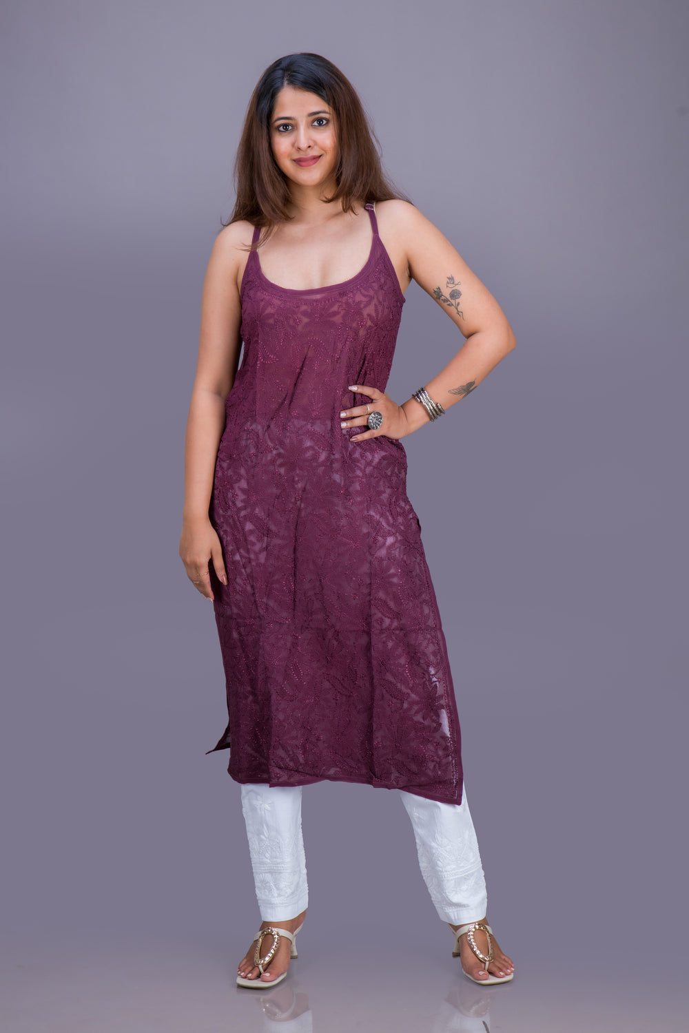 GEORGETTE NOODLE STRAP HEAVY WORK