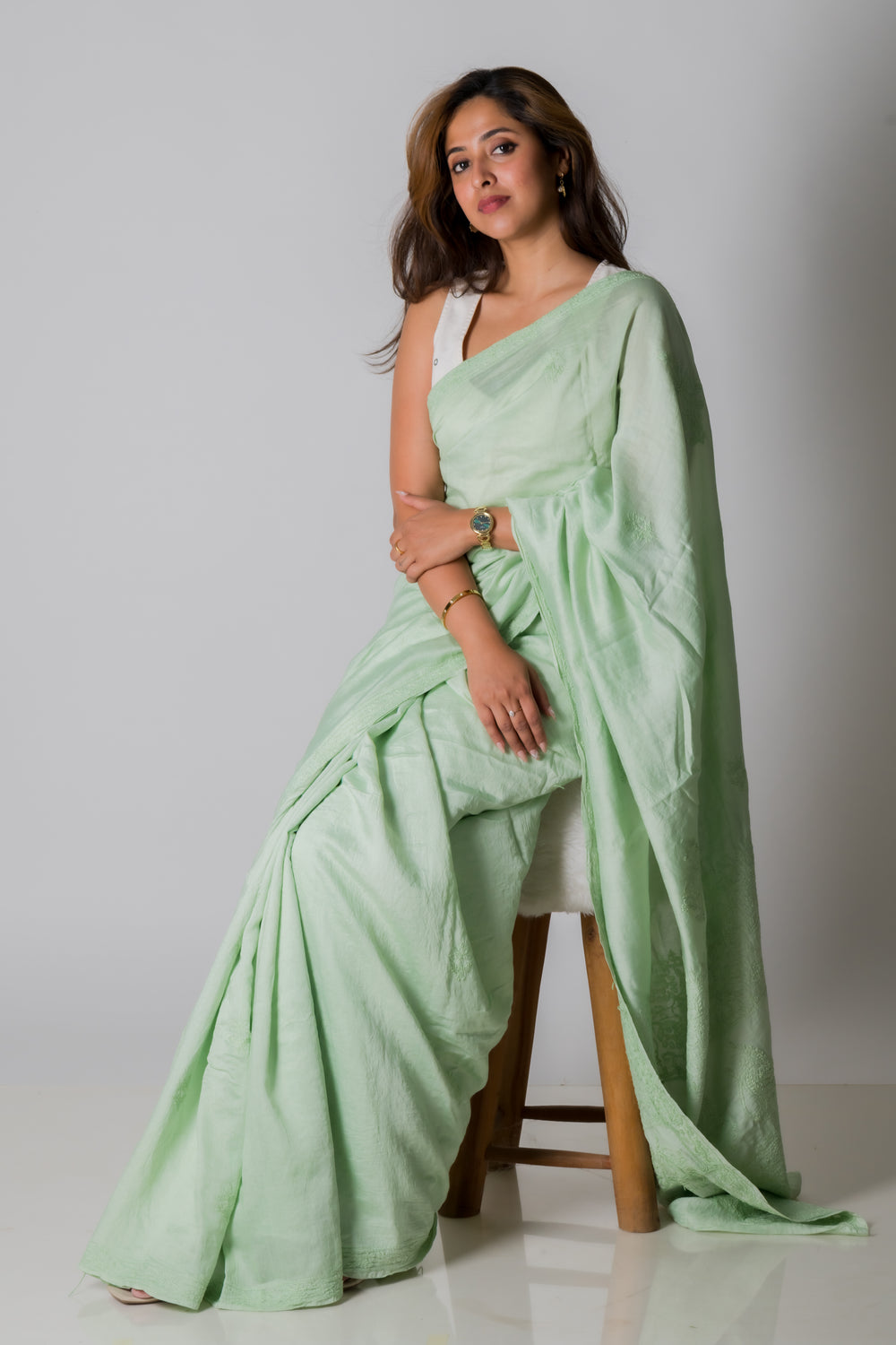 MUL CHANDERI SAREE (SAME THREAD)