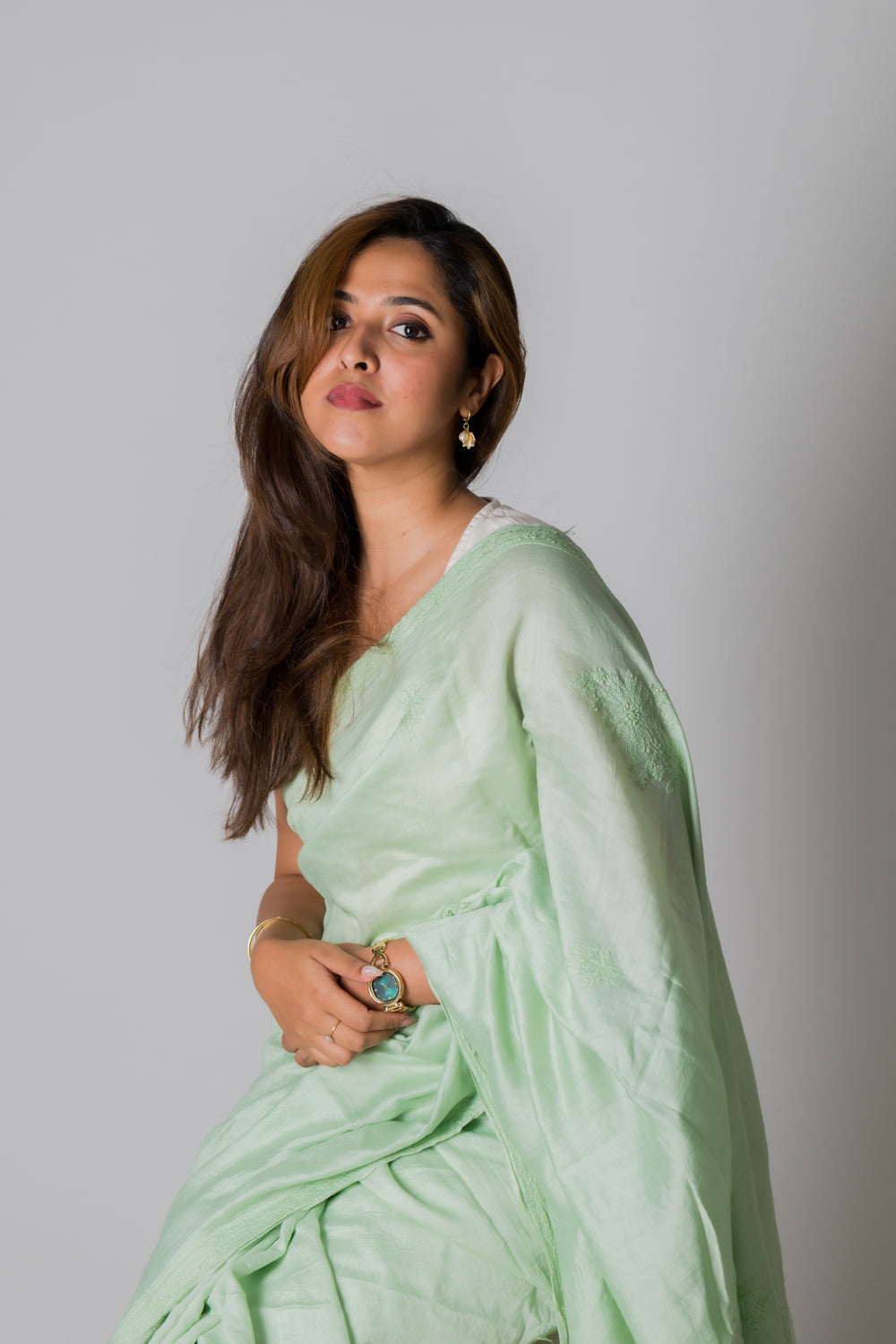 MUL CHANDERI SAREE (SAME THREAD)