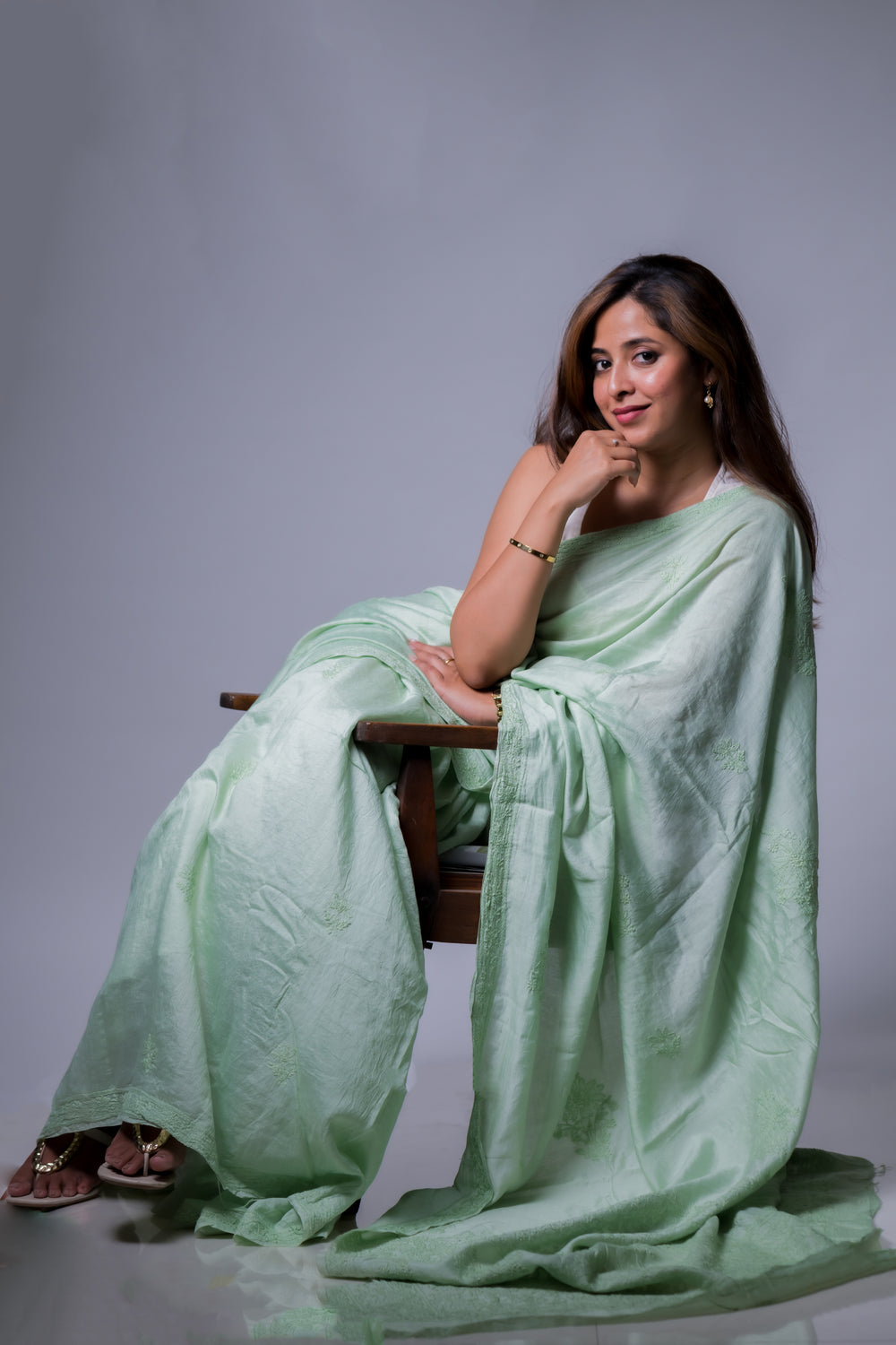 MUL CHANDERI SAREE (SAME THREAD)