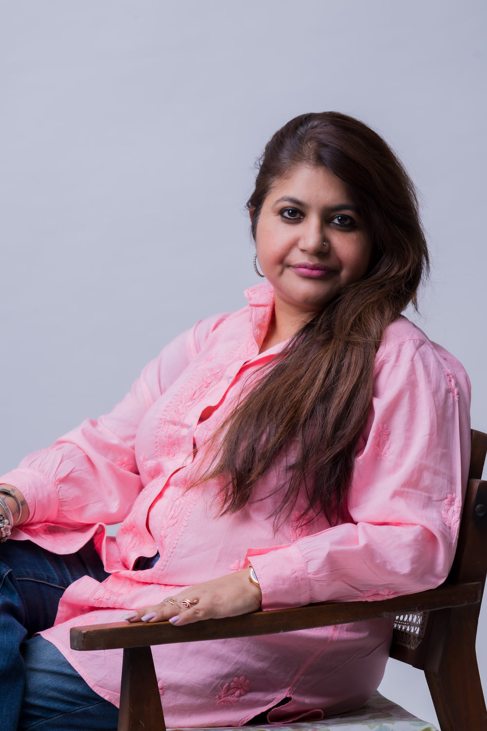 COTTONCHIKANKARI COLLAR SHIRT (FULL SLEEVES)