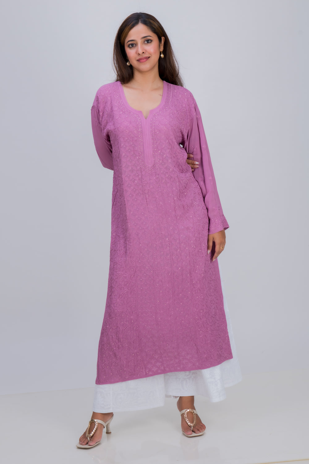 CREPE GEORGETTE LOND KURTA (MUKAISH)