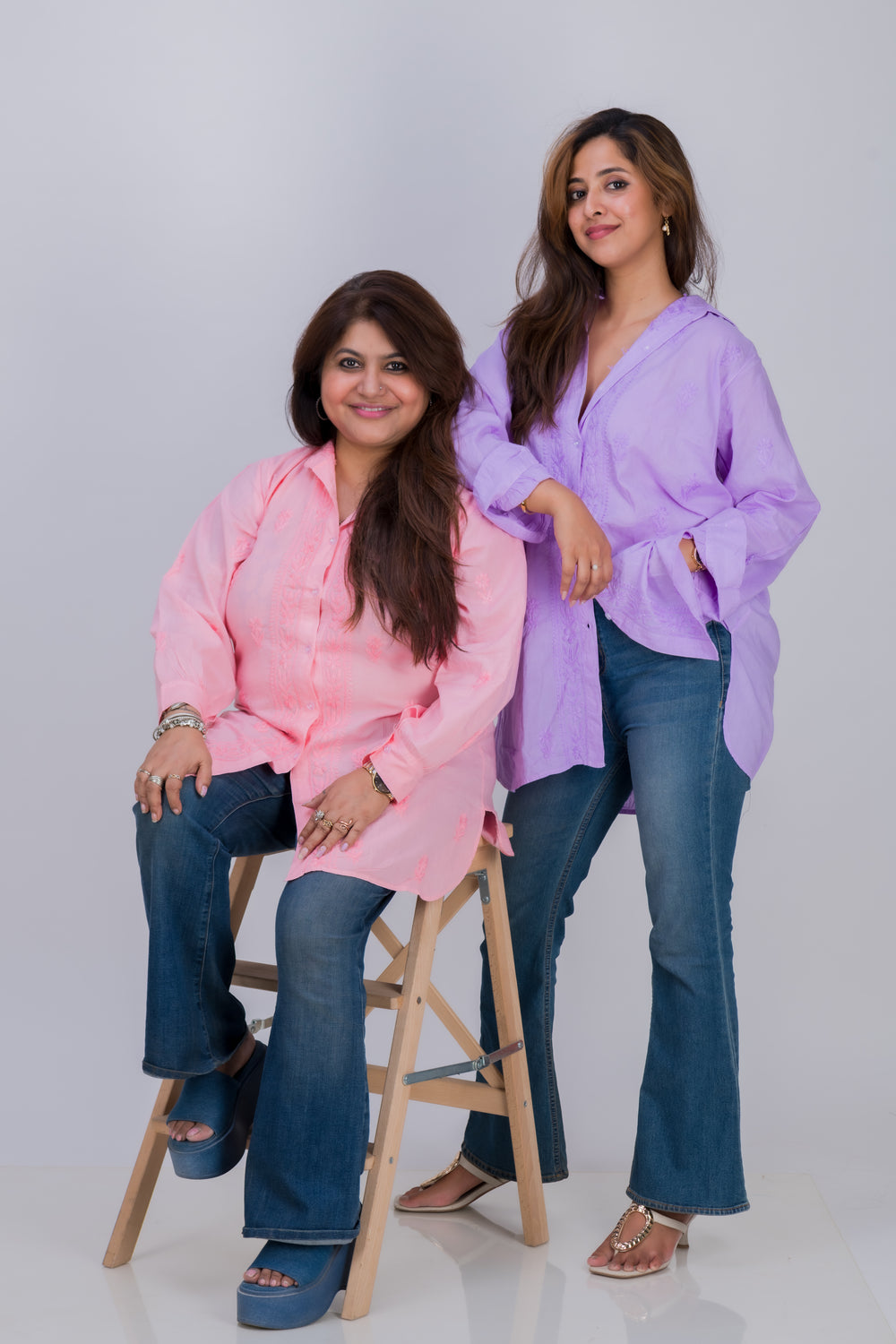 COTTONCHIKANKARI COLLAR SHIRT (FULL SLEEVES)