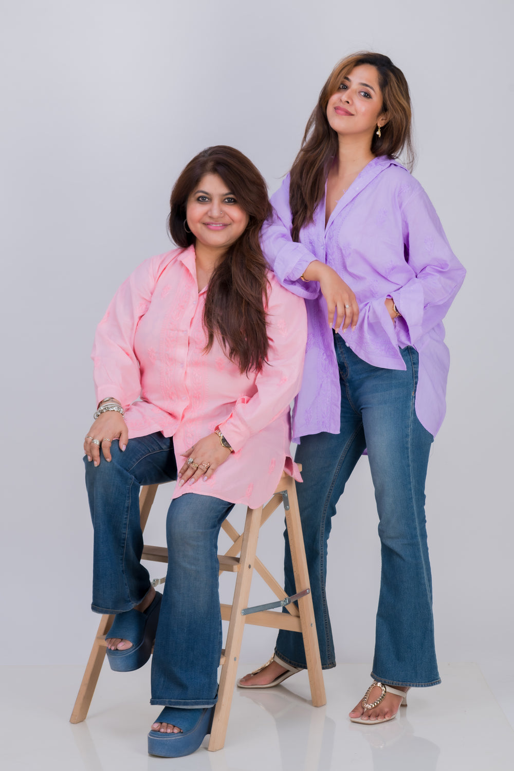 COTTONCHIKANKARI COLLAR SHIRT (FULL SLEEVES)