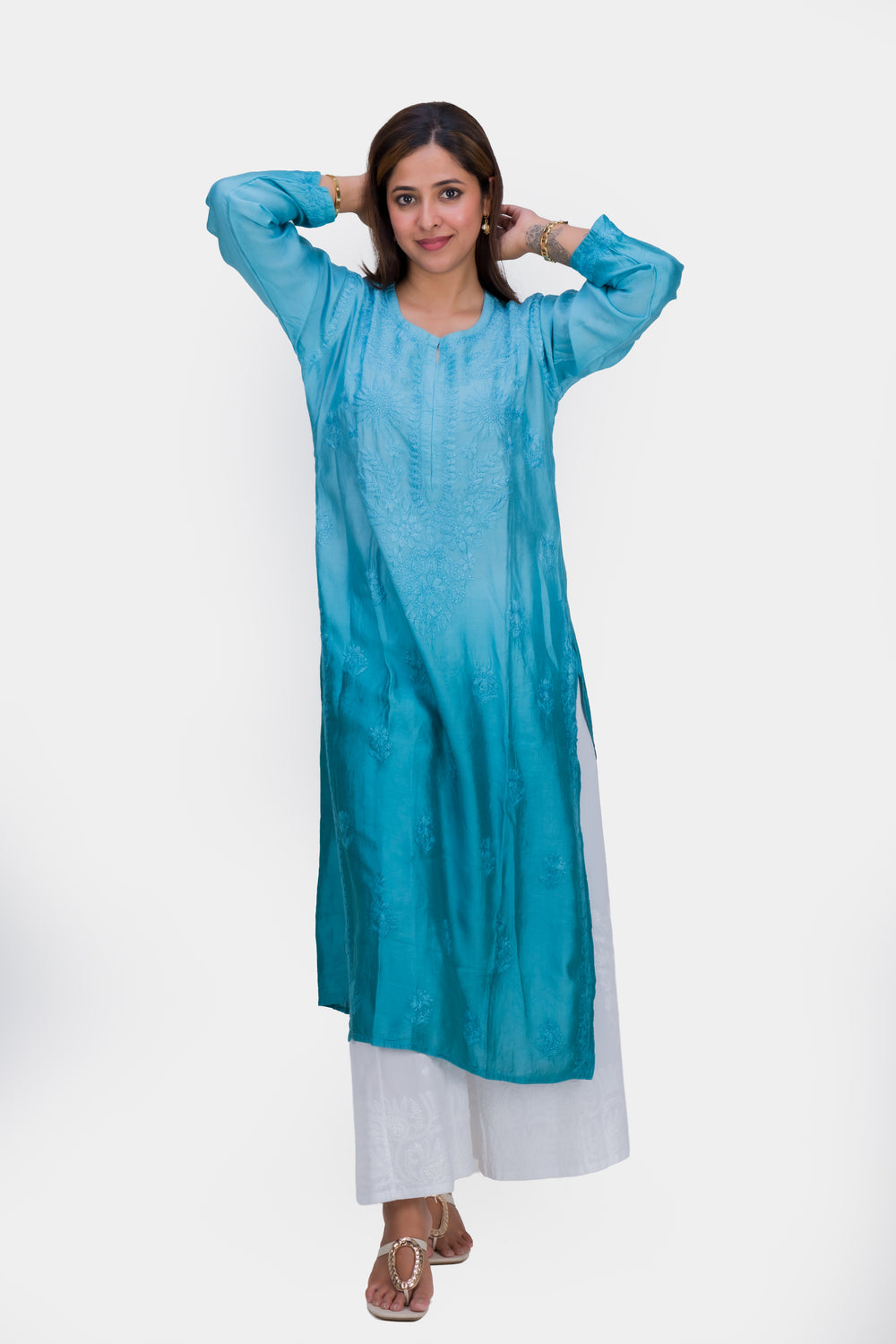 CHANDERI LONG KURTA (OMBRE)