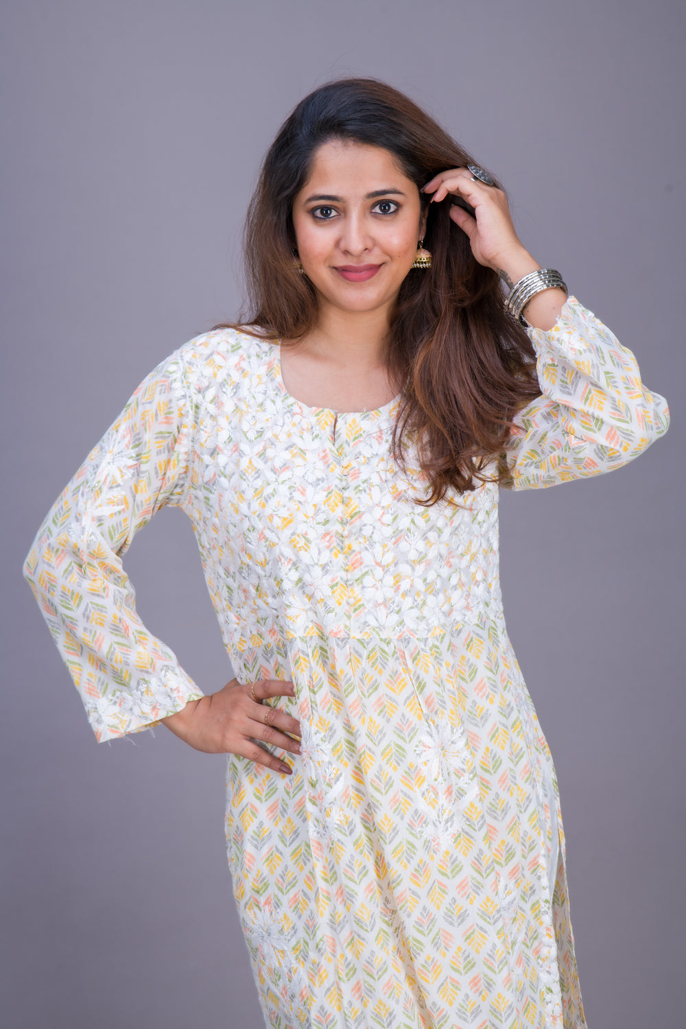 PRINTED LONG GATHERED