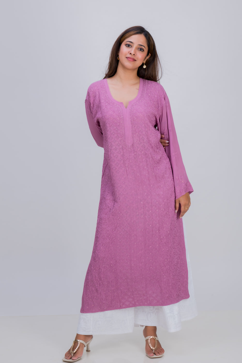 CREPE GEORGETTE LOND KURTA (MUKAISH)