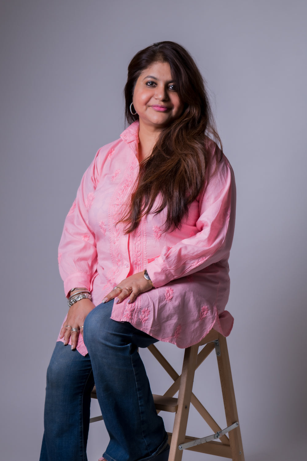 COTTONCHIKANKARI COLLAR SHIRT (FULL SLEEVES)