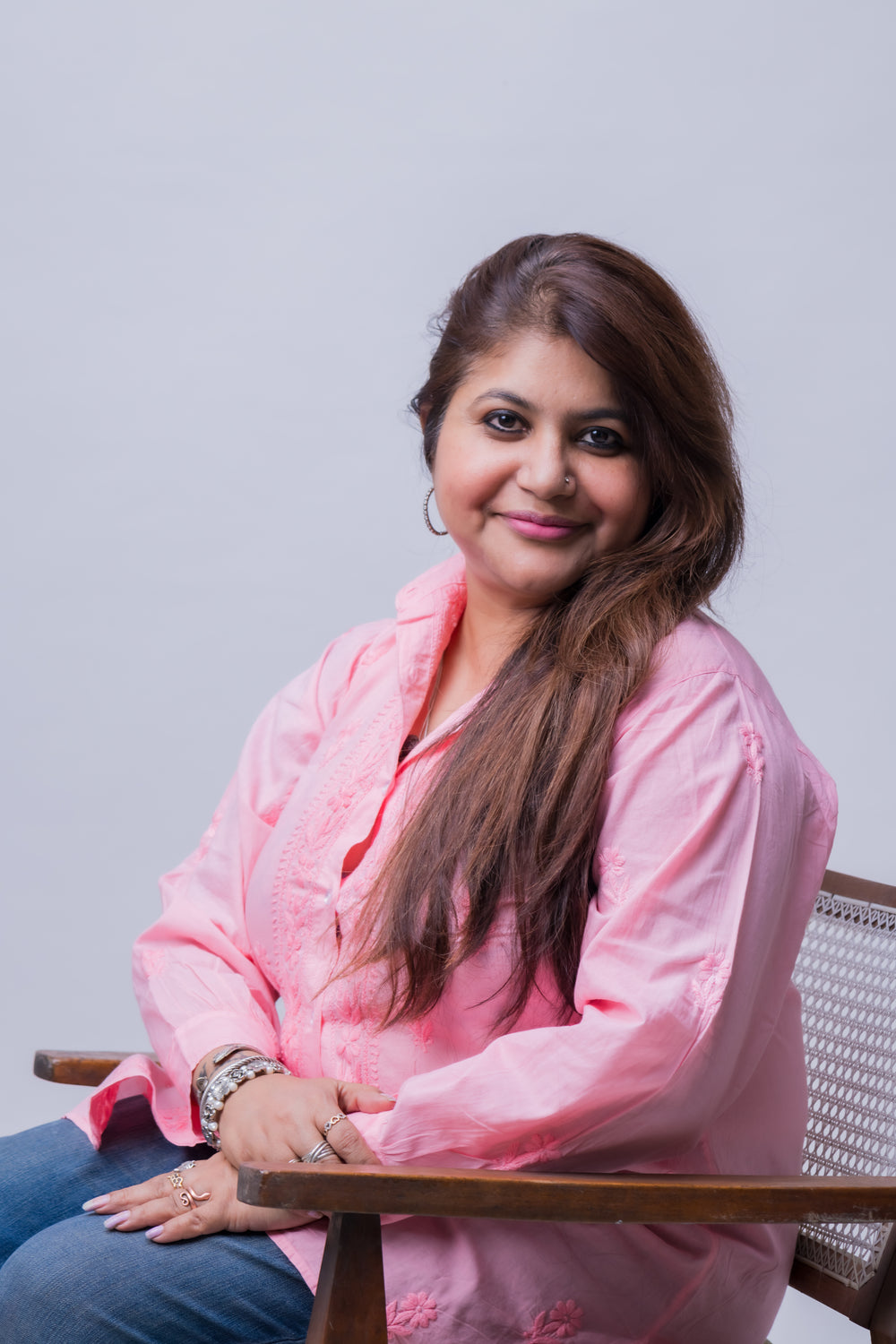 COTTONCHIKANKARI COLLAR SHIRT (FULL SLEEVES)
