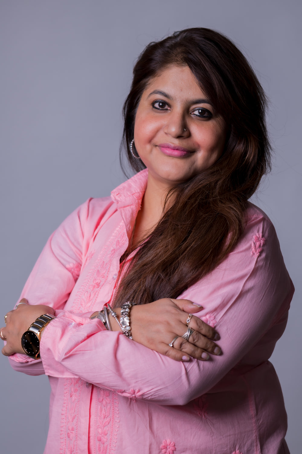 COTTONCHIKANKARI COLLAR SHIRT (FULL SLEEVES)
