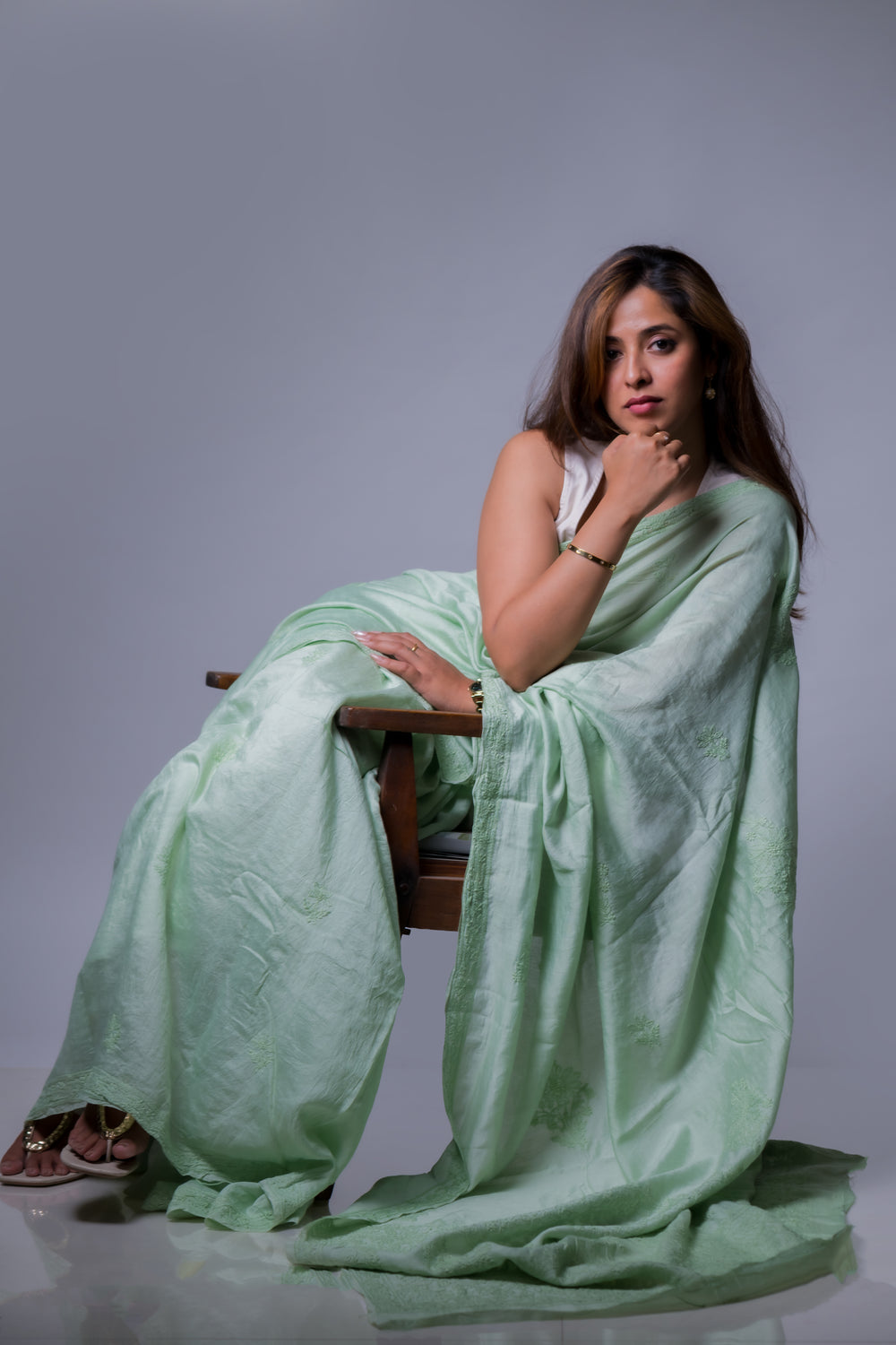 MUL CHANDERI SAREE (SAME THREAD)