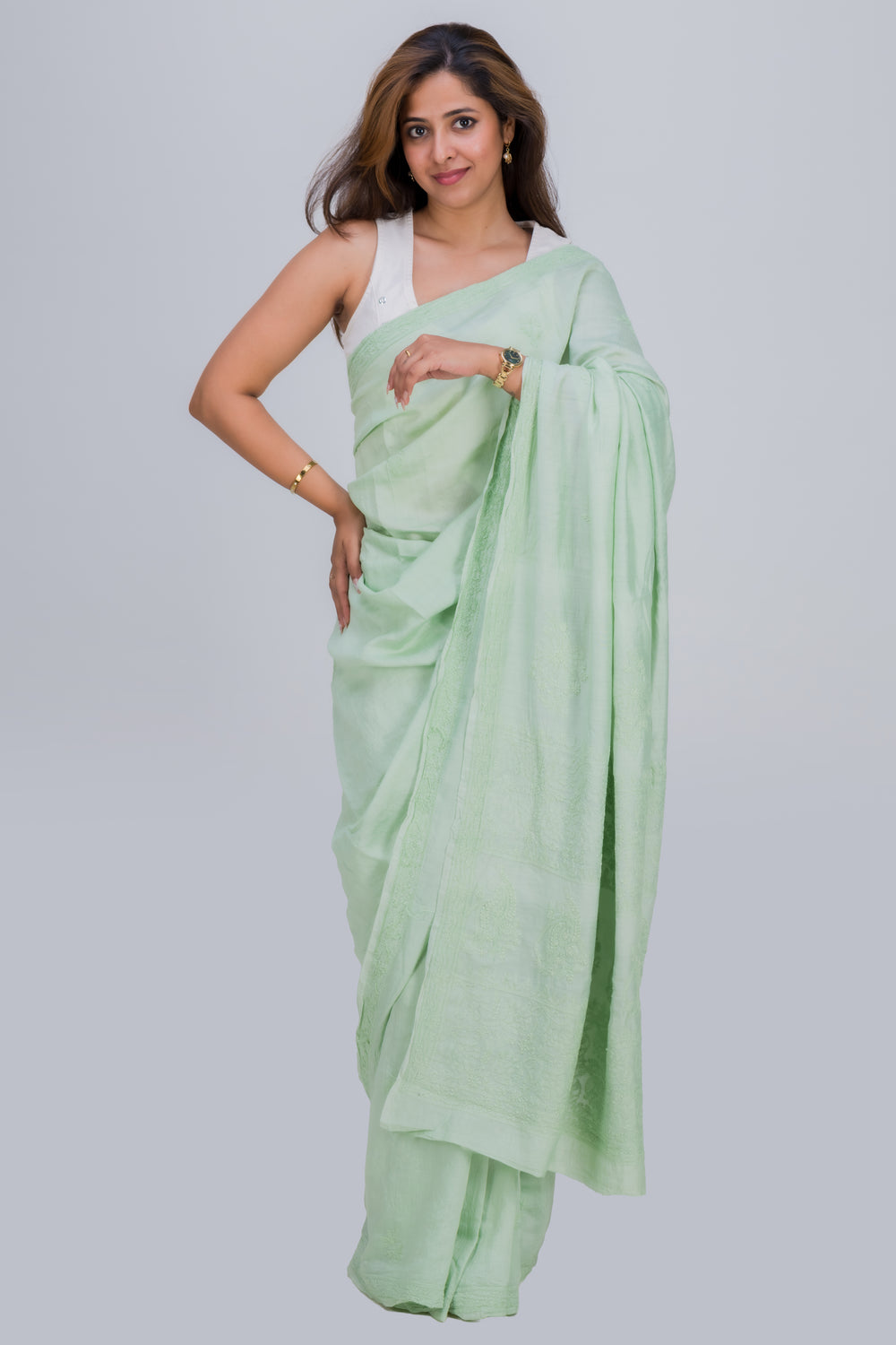 MUL CHANDERI SAREE (SAME THREAD)