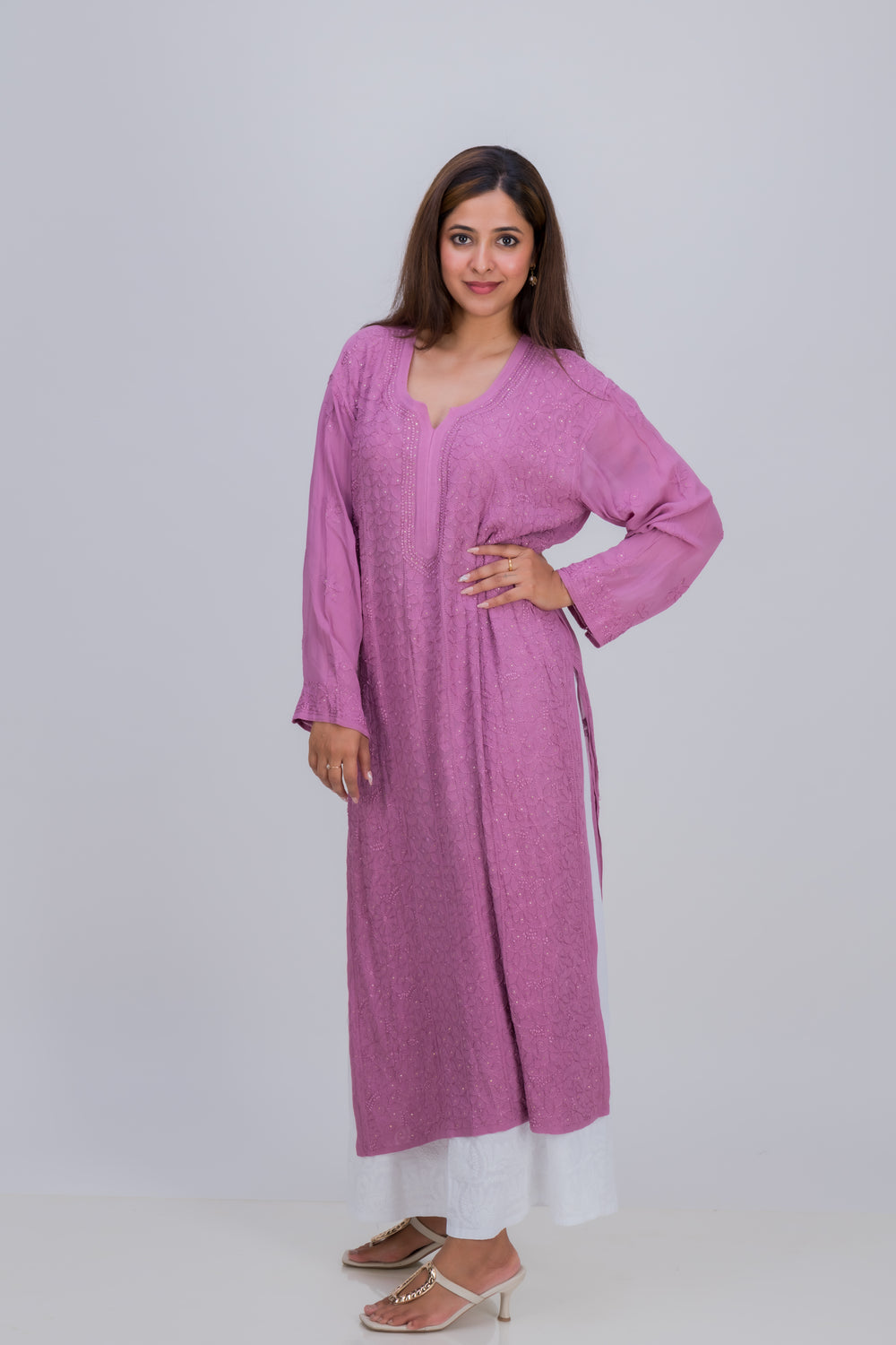 CREPE GEORGETTE LOND KURTA (MUKAISH)