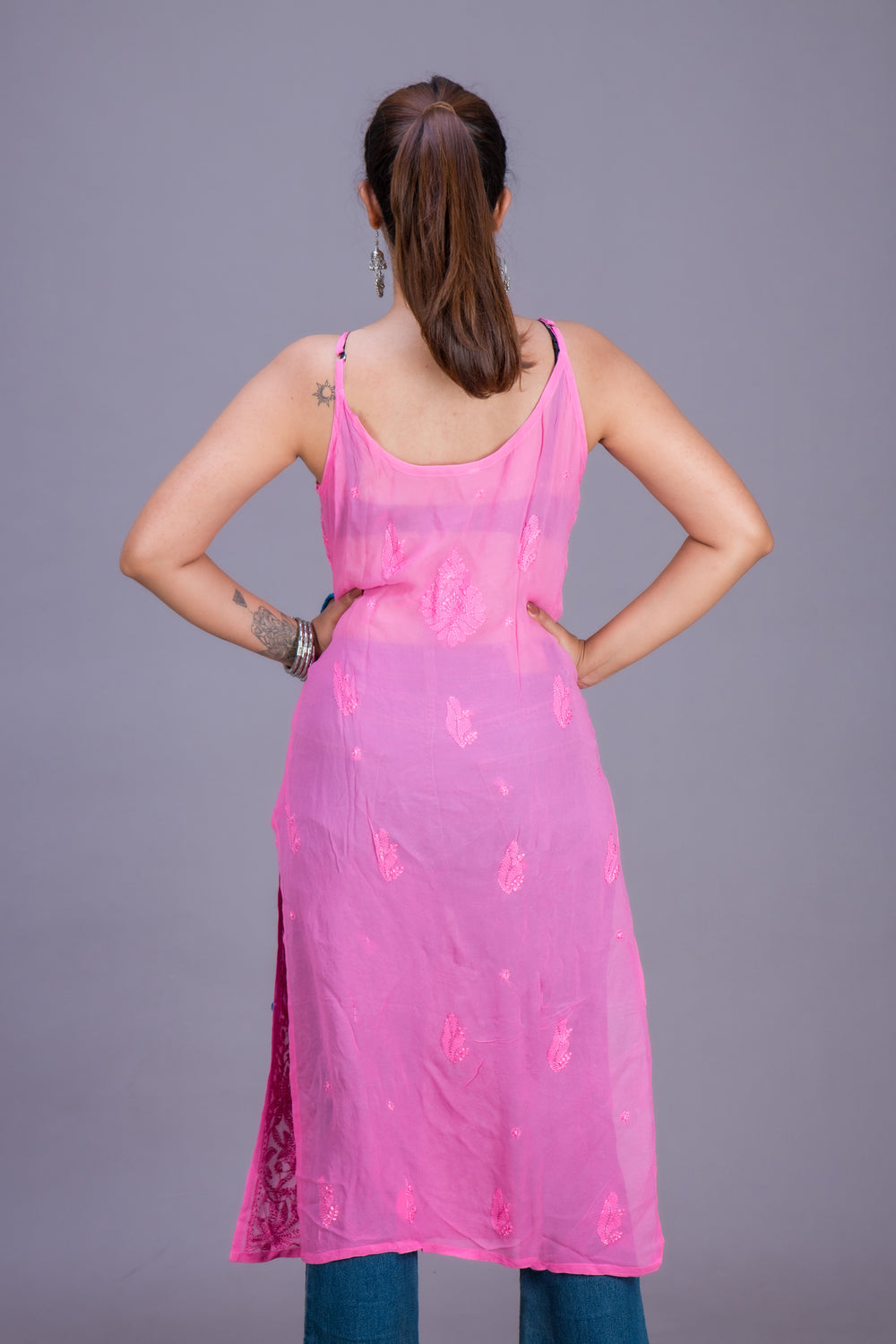 GEORGETTE PINK KURTA LONG