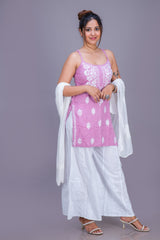 COTTON SHORT NOODLE TOP (WHITE THREAD)