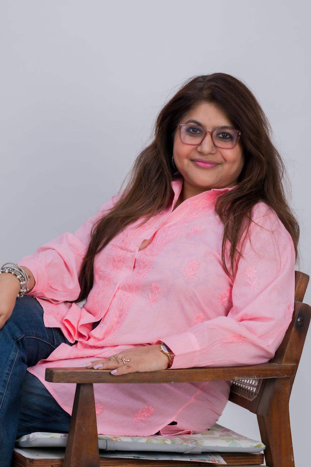 COTTONCHIKANKARI COLLAR SHIRT (FULL SLEEVES)