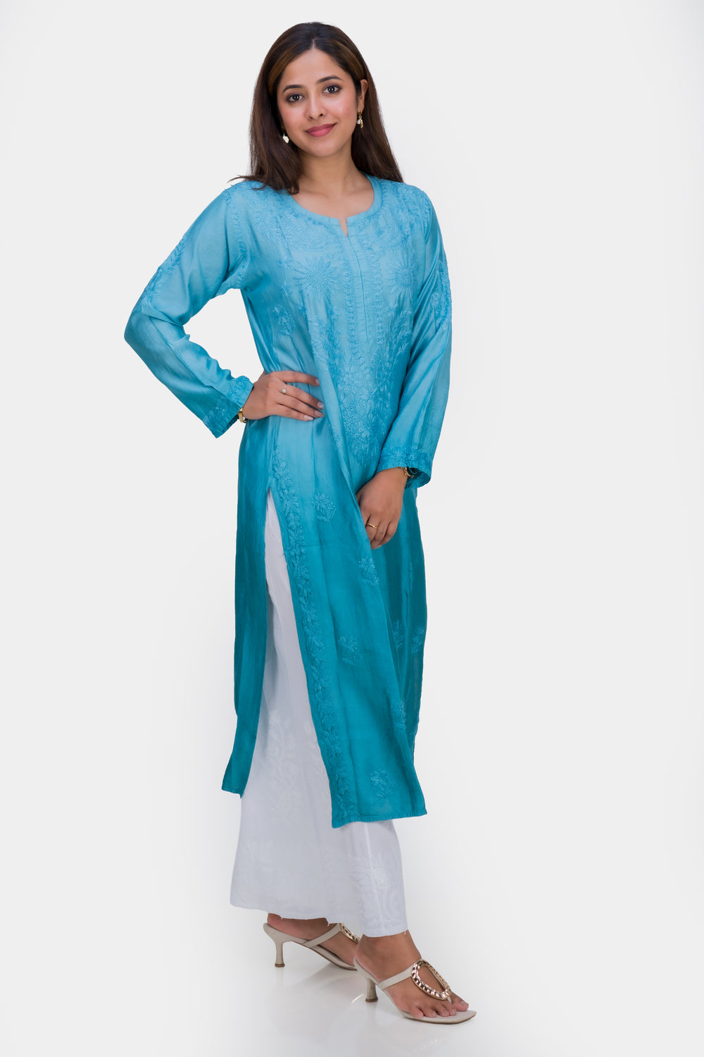 CHANDERI LONG KURTA (OMBRE)
