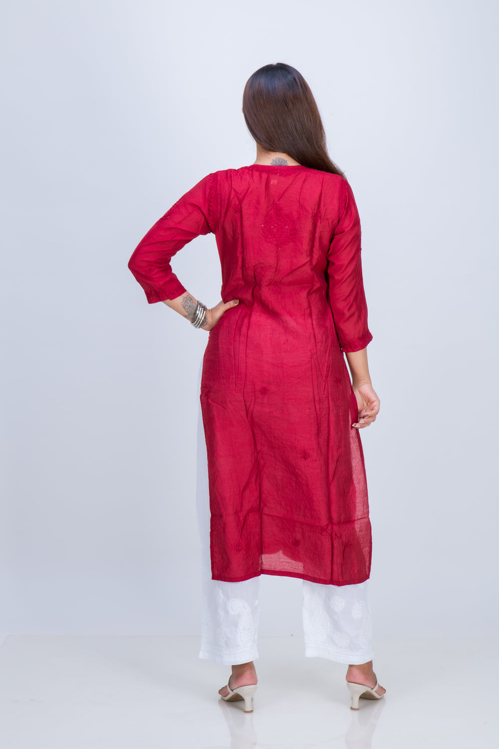 CHANDERI MUKAISH LONG KURTA