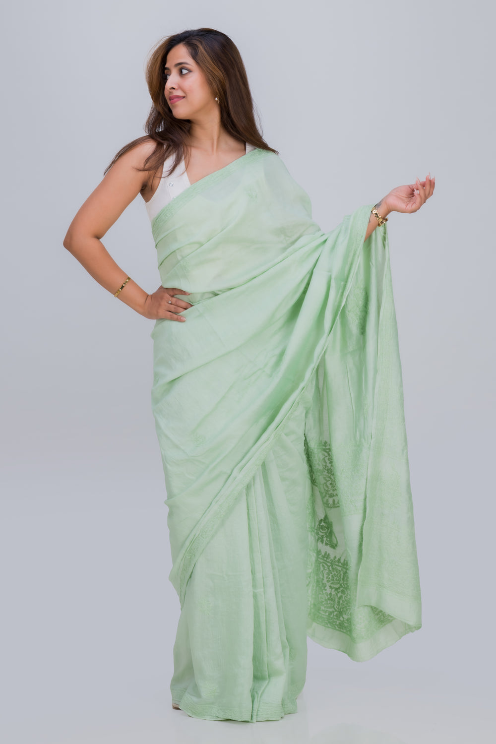MUL CHANDERI SAREE (SAME THREAD)