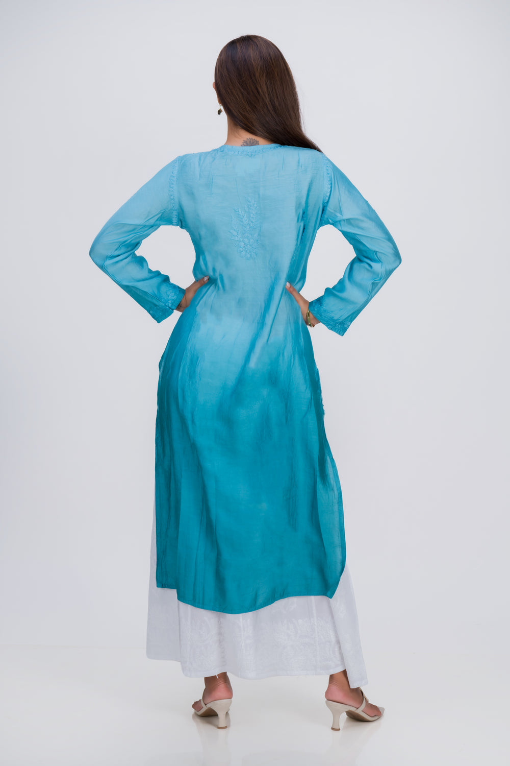 CHANDERI LONG KURTA (OMBRE)