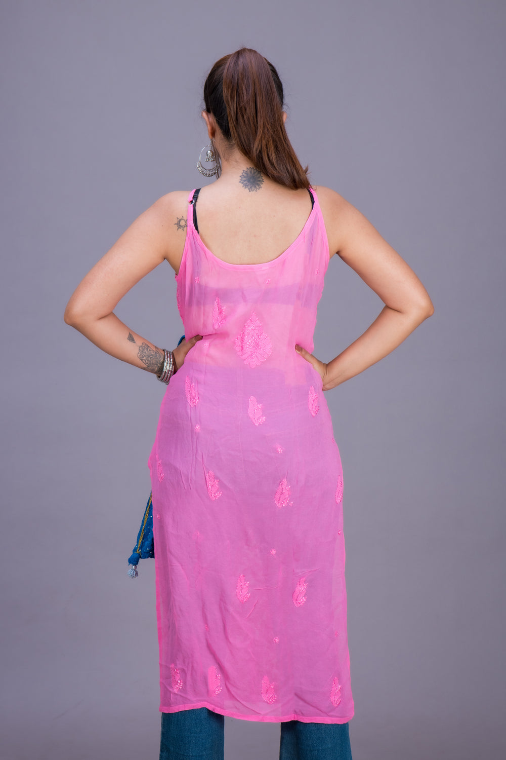 GEORGETTE PINK KURTA LONG