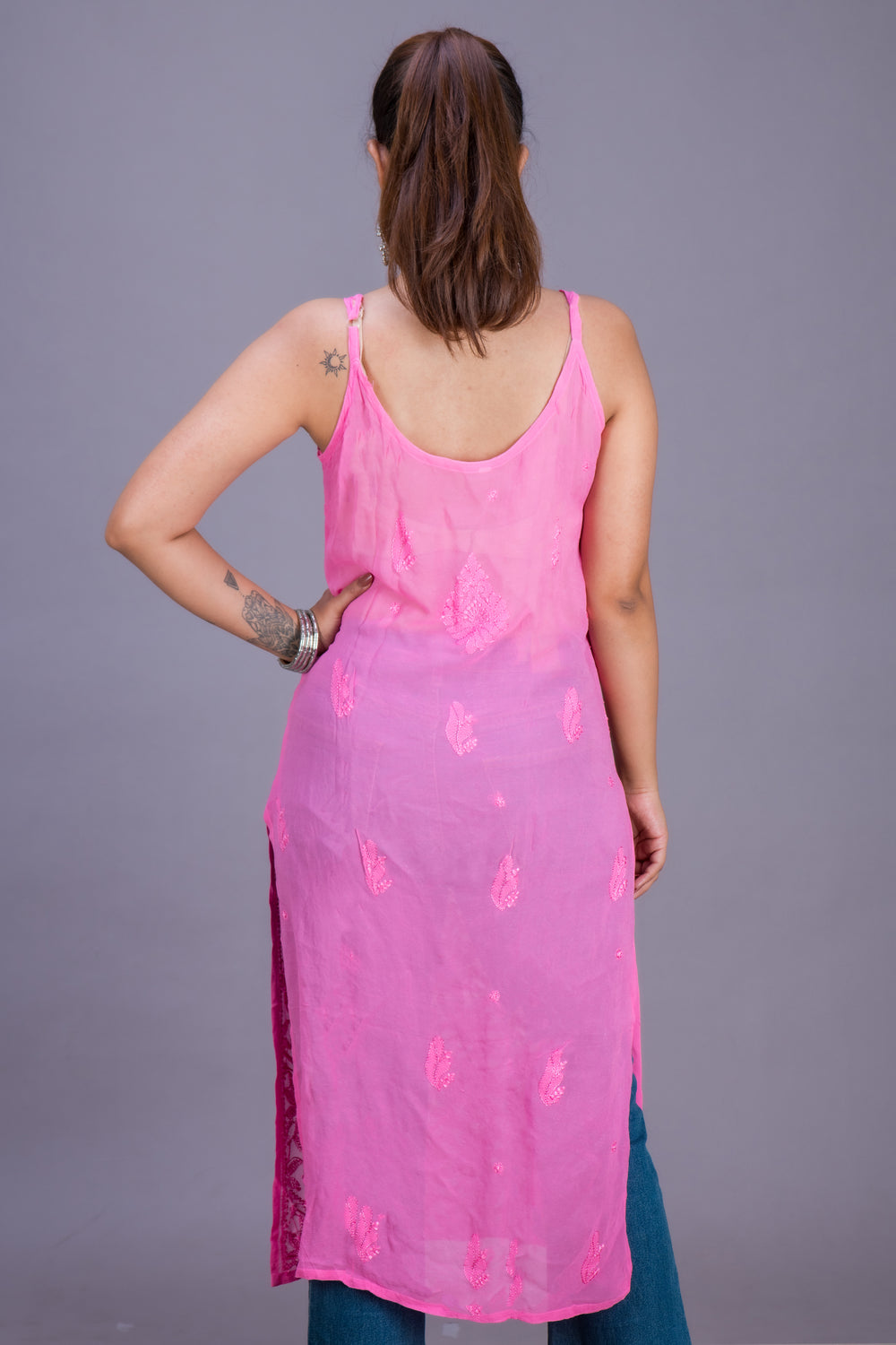 GEORGETTE PINK KURTA LONG