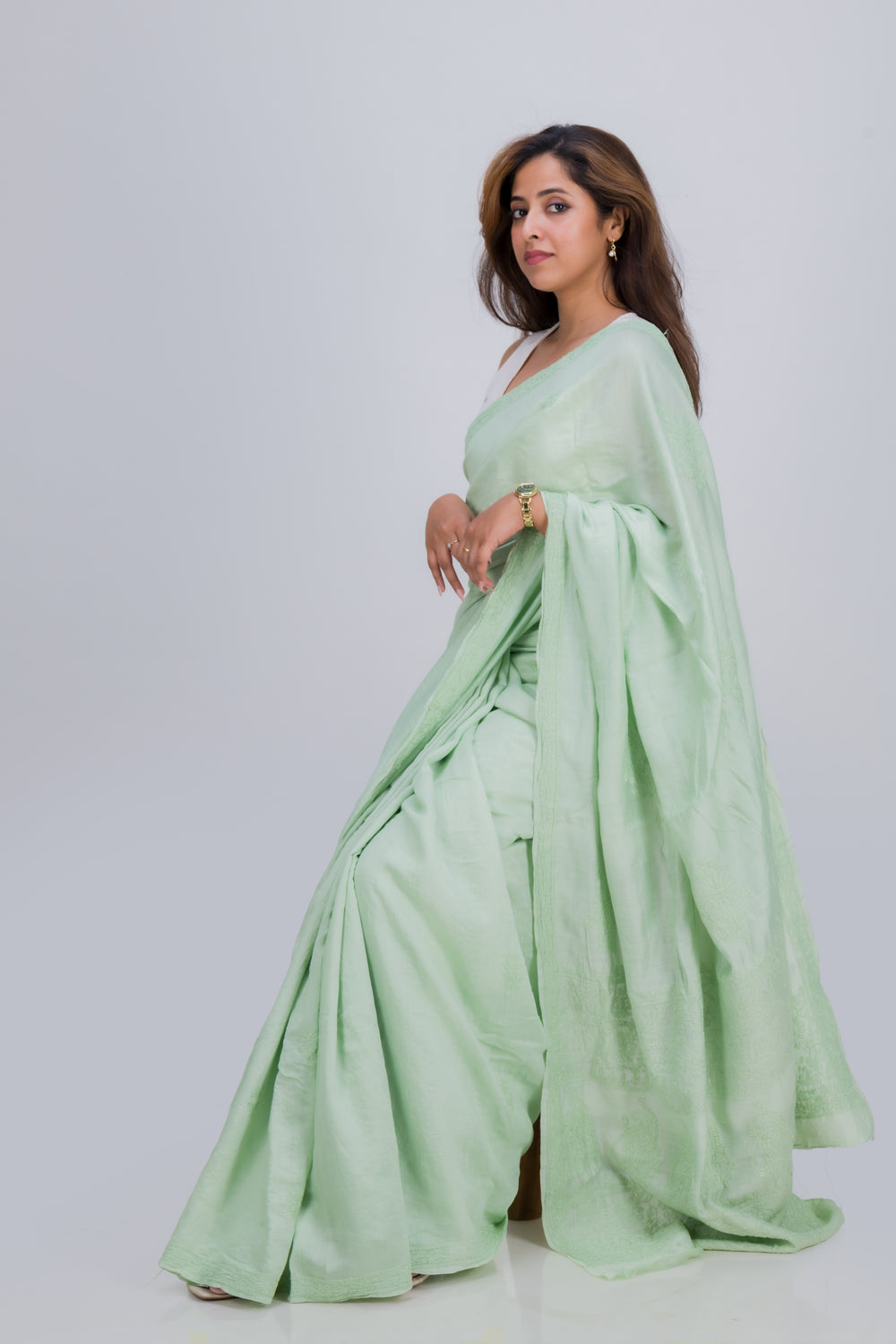 MUL CHANDERI SAREE (SAME THREAD)