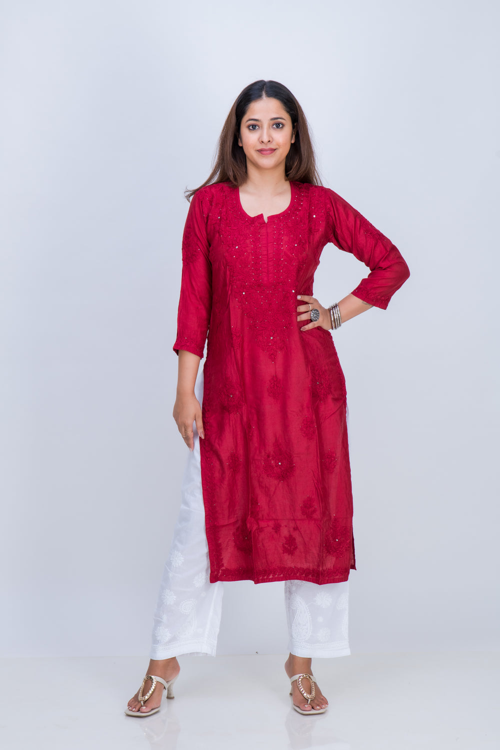 CHANDERI MUKAISH LONG KURTA