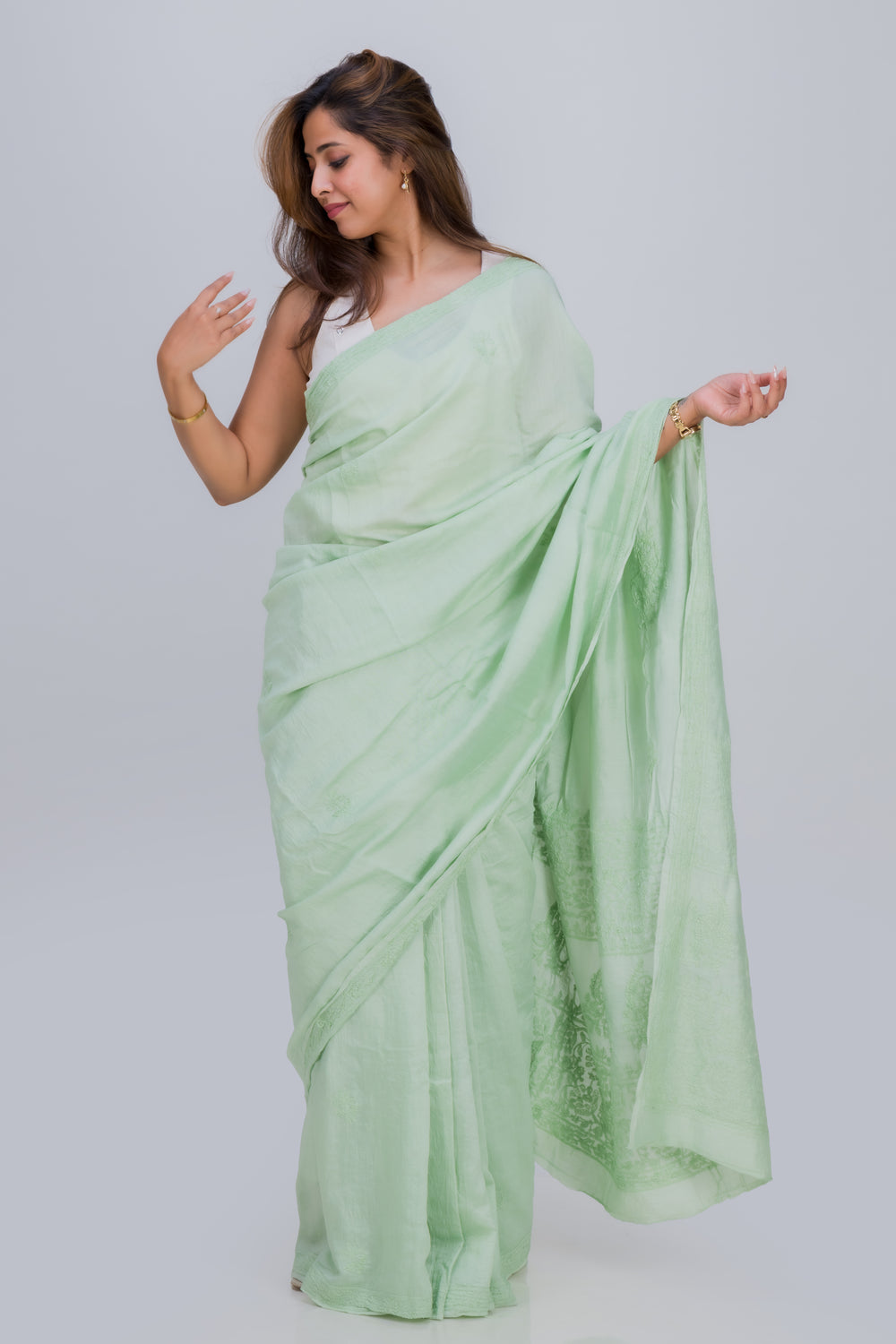 MUL CHANDERI SAREE (SAME THREAD)