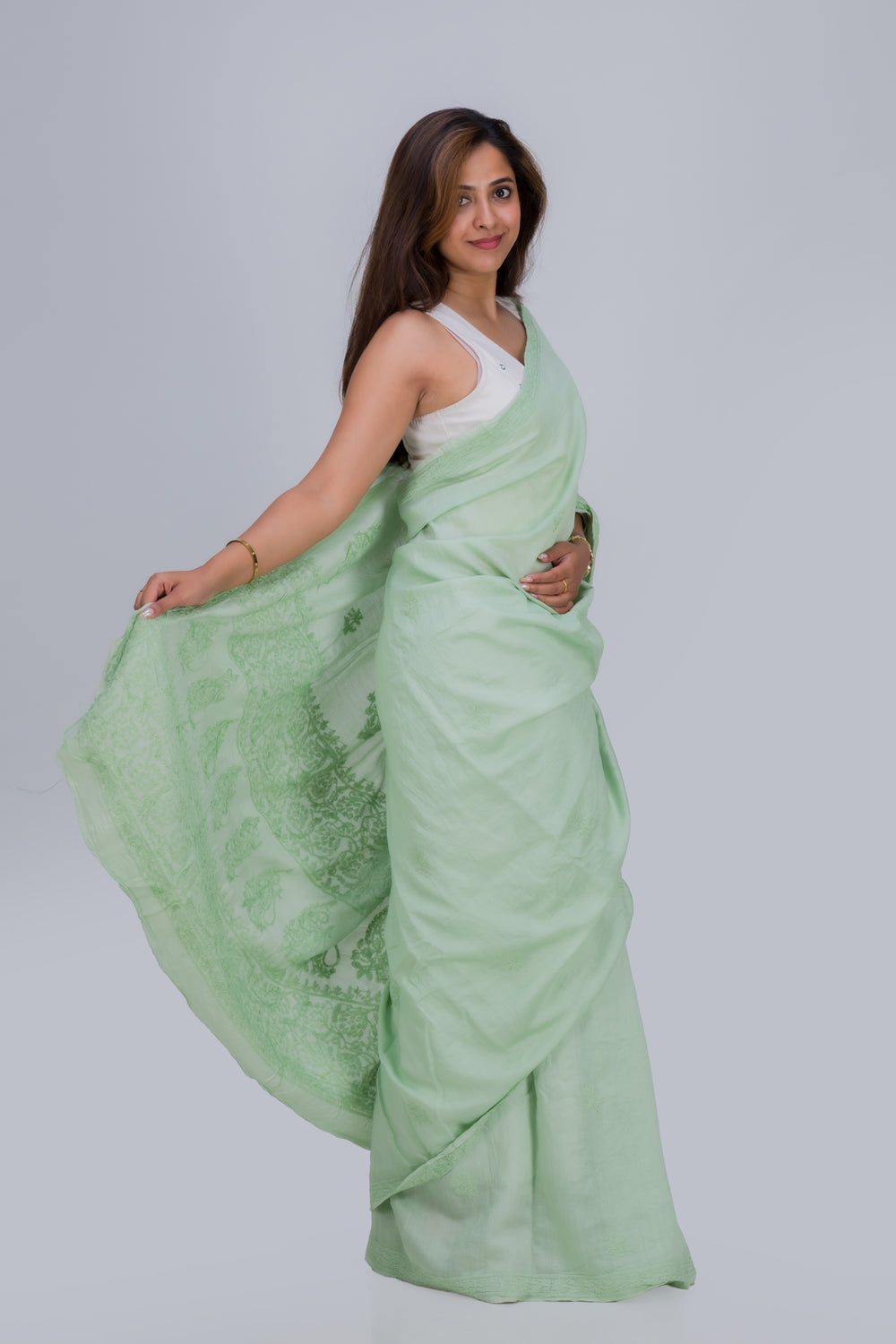 MUL CHANDERI SAREE (SAME THREAD)
