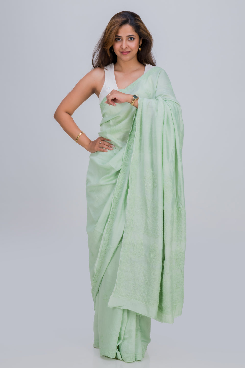 MUL CHANDERI SAREE (SAME THREAD)